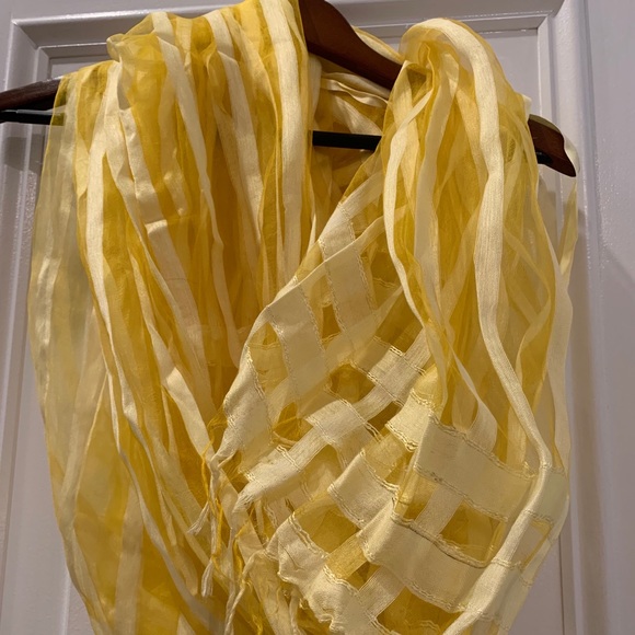 Luxurious Summer Yellow and Cream Silk Scarf - Picture 1 of 9